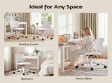 Artiss Ergonomic Office Chair Armless Study Chair Height Adjustable for Girls Boys Teens White OCHAIR-M-1006-WH