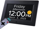 Black Crystal Clear 7-Inch Digital Day Clock with Auto Dimming & Voice Assist - Perfect for Seniors V888-ELOSUNG18095