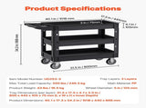 Utility Service Cart, 550 LBS Laod Capacity, 3 Shelf Heavy Duty Plastic Rolling Utility Cart with V952-DXSLSYTCDXCX3K5H9V0