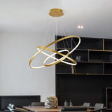 BAMDECOR 18801 Modern LED Chandelier, Dimmable Pendant Light with Remote Control Rings Round Ceiling V255-BAM-18801/3-GOLD