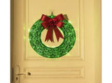 Outdoor Christmas Wreath Decoration, LED Metal Holiday Decor for Home Exterior, Garden - Green 50CM V1263-JX-1578