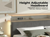 Artiss Queen Bed Frame Upholstered Adjustable Headboard Mood Lighting Heavy Duty Grey Velvet BFRAME-H-ROYCE-Q-GY-AB
