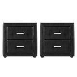 Artiss 2X Bedside Table 2 Drawers Side Table Leather - CADEN Black BFRAME-E-BSIDE-BKX2
