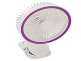 Fan with Clamp Quiet 360 Degree Rotation Rechargeable USB Portable Fan for Desk Bedside White V1294-YM0901-3113250077511