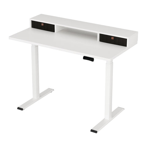 Artiss Electric Standing Desk Dual Motor Office Table With Shelf Drawer120CM HASD-268-WHDF-HDR-120