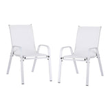 Gardeon 2PC Outdoor Dining Chairs Stackable Lounge Chair Patio Furniture White FF-STA-CHAIR-WH-X2