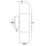 Tivah 316 Stainless Steel 2 x 5W 240V Tri Colour Up/Down Wall Pillar Light V1202-V1-HVLHV1007GU10T