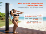 35L Solar Heated Shower, 195cm Showerhead Height Outdoor Shower, with Foot Faucet & Soap Box Rack, V952-TYNLYQHSPVCLYWFF3001V0