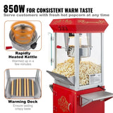 VEVOR Popcorn Popper Machine with Cart Popcorn Maker 850W 8 Oz 48 Cups Red V952-CSBMHJ8OZ850W171EV3