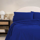 Royal Comfort Vintage Washed 100 % Cotton Sheet Set Single - Royal Blue ABM-10002568