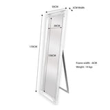 French Provincial Ornate Mirror - White - Free Standing 50cm x 170cm V292-MIRR-FRN017