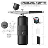 Black Portable Wireless Airbrush Kit, Versatile for Nail Art, Painting, Makeup, and Model Making V1232-MJYSPJ001