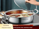 32cm 316 Stainless Steel Twin Divided Hot Pot Silver V1142-LP1005006963475579