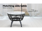 Gardeon 3PC Bistro Set Outdoor Furniture Rattan Table Chairs Patio Garden Cushion Black ODF-BISTRO-ROUND-BK