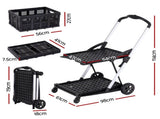 Artiss Shopping Trolley with Wheels 2 Layer w/2 Crates Foldable Trolley Black SHOPC-JY-2B-BK