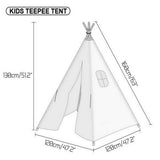 Kids Teepee Tent Linen Wood Black White Stripe Playhouse Indoor Garden V178-66795
