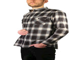 Mens Flannelette Long Sleeve Shirt 100% Cotton Check Authentic Flannel - Full Placket - Black V563-FS-FP20-99-9XL
