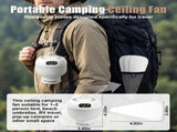 Rechargeable Camping Fan with Light and Remote, Portable Hanging Tent Fan with 3 Speeds, 3 Light V1189-LC-AMZ-00094