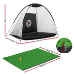 Everfit 3M Golf Practice Net And Training Mat Set Driving Target Black TENT-BK-GOLF-MAT-M