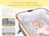 3 in 1 Grey Baby Bassinet Bedside Crib with Mattress, Adjustable Height and Storage Basket V178-59265