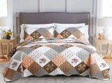 Gleaming rust brown colo patchwork 3 Pc XL Bedspread & Pillow Cover Set V745-AC090275AH