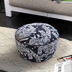 SOGA 50x30CM Black Round Soft Pouffe Seat Cushion Elegant Home Accent Dcor Stylish Footstool POUFFE641