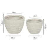 Set 2 Nested Ribbed Textured Planters 28cm, 21cm V637-91240PLN