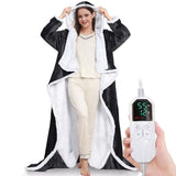 Wearable Heated Blanket Portable with Sleeves & Foot Pocket - Electric Snuggle Throw Blanket, 8 Heat V1107-742-17363