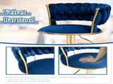 2x Height Adjustable Swivel Bar Stool Velvet Golden Base Barstools Chairs Padded Seat- Blue V255-GP1762-BLUE