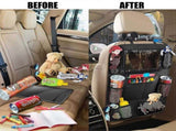 Car Back Organizer with Touch Screen Tablet Holder 9 Storage Pockets Kick Mats Back Protectors V1263-JX-1746