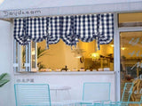 1*Curtain Blue and White Check Ups Farmhouse Thermal Insulated Window Adjustable Balloon V1366-AZ2-W-20656