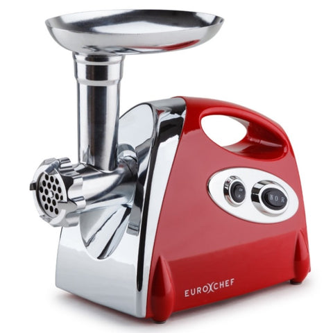 EUROCHEF Electric Meat Grinder, Stainless Steel Mincer Sausage Filler Kibbe Maker, Red V219-COKGRNEUCA5RD