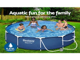 Bestway Swimming Pool 366x76cm Steel Frame Round Above Ground Pools w/ Filter Pump 6473L BW-POOL-366CM-56680