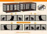 Fin 4 Doors Ultra Thicken Dog Crate Cage End Table Divided Dog Puppy Kennel For 2 Dog V767-P-XL1198-BK-V1