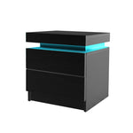 Levede Bedside Tables Side Table 2 Drawers Black FU6001-BK