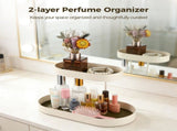 2-layer Metal Perfume Organizer, Metal Cosmetic Organizer Tray with Removable Leather Pads, V1192-AZ-W-18343