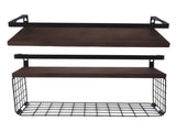 2 Set Wall Mounted Storage Shelves Bathroom Metal Wire Rustic Floating Shelf for Kitchen Office V1294-YM0703-3117230092811
