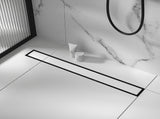 1200mm Tile Insert Bathroom Shower Black Grate Drain w/Centre outlet Floor Waste V63-832901