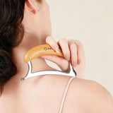 Bamboo Wood Handle Fascia Release Tool Stainless Steel Deep Muscle Massager Scraper for Body V1265-JK-17