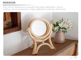 Rattan Vanity Mirror with 360&deg Rotating Stand, Portable Makeup Mirror for Women, Stylish Design for V1192-AZ-W-27122