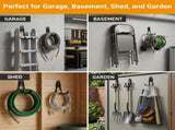 Garage Hooks, 6 Pack Small Round Wall Hooks for Hanging Heavy Duty Ladders, Bikes, Tools Ideal for V1107-118-14875