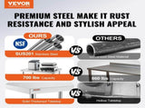30x18x34 Inch Stainless Steel Work Table 3-Stage Adjustable Shelf with 4 Wheels Heavy Duty V952-CFGZT30X18X34YC01V0