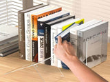 4 Pieces Bookends bookends Transparent Book Stand Book Holder Shelf Organizer Book Support V1188-MS101-03271-1