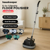 Hauskeeper GEN2 5 in 1 Electric Floor Polisher 6M Power Cable Timber Hard Waxer Buffer Cleaner FLR-POL-BK