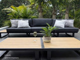 Modern Outdoor 7 Piece Lounge Set with Slatted Polywood Design Tables V264-OTF-535A-BLK-7PC