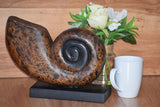 Decorative hand carved wooden shell on stand V277-DHCWS