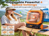Four Function Solar Camping Fan with LED Light and Compass, Rechargeable Portable Tent Fan with 4 V1189-LC-AMZ-00095