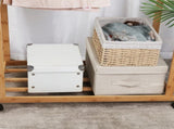 Portable Rolling Bamboo Clothes Rack for Kids with Hanging Rail V767-JJ-ZY643-G1