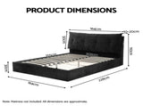 Artiss Queen Bed Frame with Horizontal Gas Lift Storage with LED Light USB Type-C Charging Station BFRAME-H-HYDE-Q-BK-ABCD