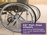 Equipmed Folding Manual Wheelchair Self Propelled, 24" Rear Wheels, Chrome Steel Frame, 46cm Wide V219-HELWLCEQ1EKA